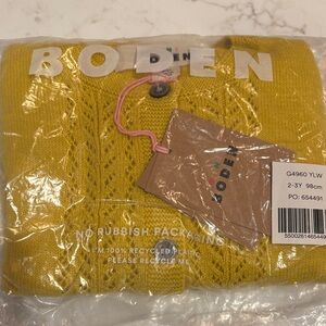 Mini Boden Yellow Knit Cardigan size 2/3 NWT